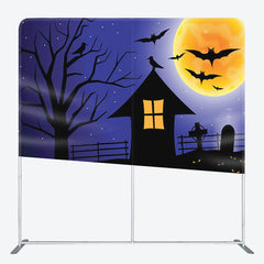 Aperturee Night Moon Cliff Bats Happy Halloween Party Backdrop