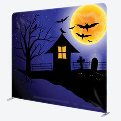 Aperturee Night Moon Cliff Bats Happy Halloween Party Backdrop