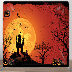 Aperturee Scary Moon Castle Spider Web Red Halloween Backdrop