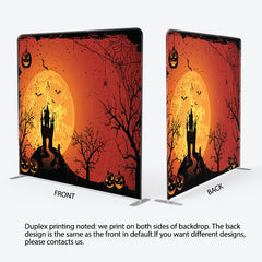 Aperturee Scary Moon Castle Spider Web Red Halloween Backdrop