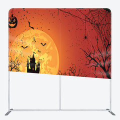 Aperturee Scary Moon Castle Spider Web Red Halloween Backdrop