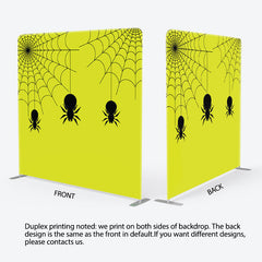 Aperturee - Aperturee Simple Hanging Spiders Green Happy Halloween Backdrop