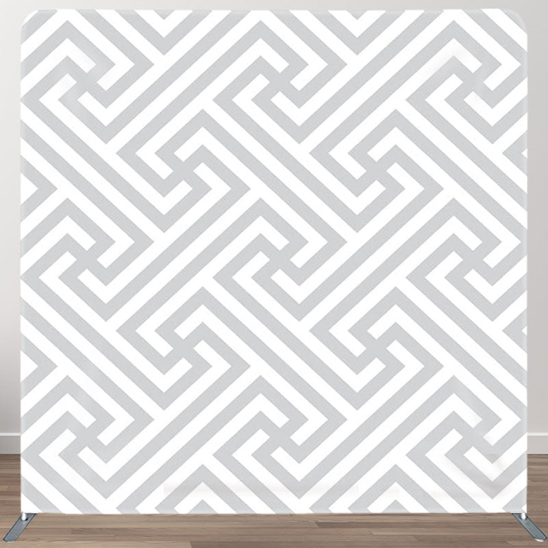 Aperturee - Aperturee Grey Maze Style Pattern White Party Backdrop Decor