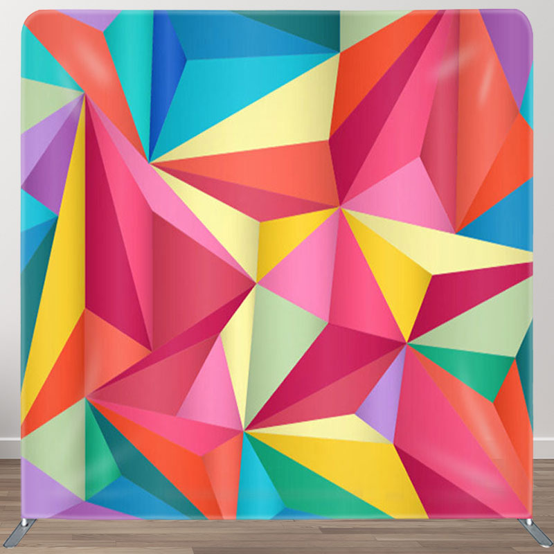 Aperturee - Aperturee Rainbow Color 3D Tangram Fabric Backdrop For Party Decor