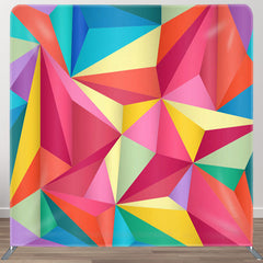 Aperturee - Aperturee Rainbow Color 3D Tangram Fabric Backdrop For Party Decor