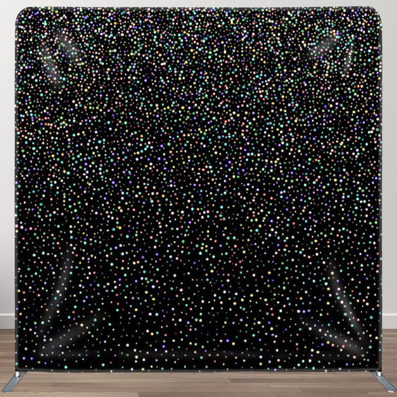 Aperturee - Aperturee Multi Color Sparkling Black Party Backdrop Cover