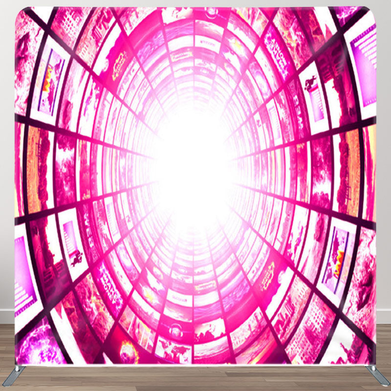 Aperturee - Aperturee Cool Pink Monitors Tunnel Light Party Backdrop Cover