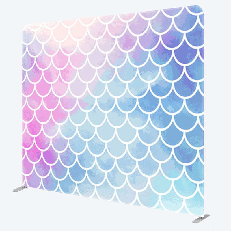 Aperturee - Aperturee Pink And Blue Mermaid Scales Birthday Party Backdrop