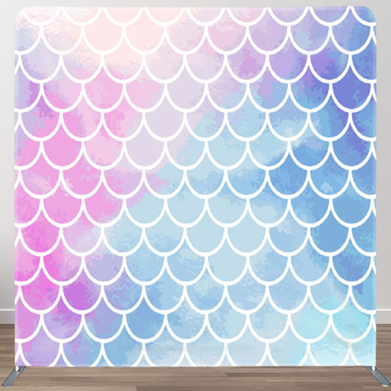 Aperturee - Aperturee Pink And Blue Mermaid Scales Birthday Party Backdrop