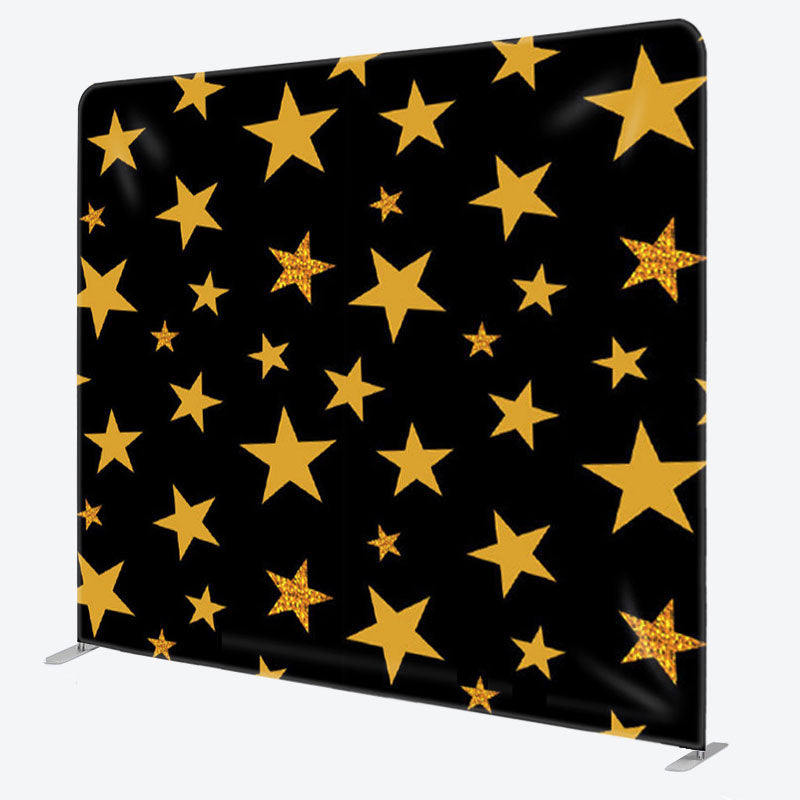 Aperturee - Aperturee Simple Yellow Stars Black Fabric Party Backdrop Cover