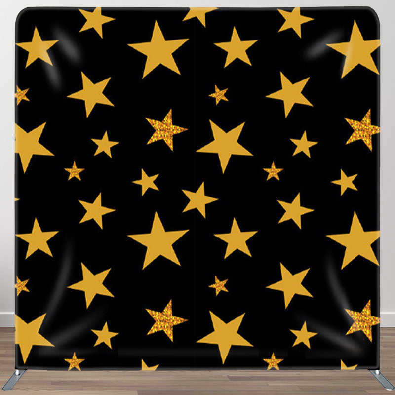 Aperturee - Aperturee Simple Yellow Stars Black Fabric Party Backdrop Cover