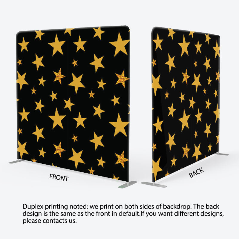 Aperturee - Aperturee Simple Yellow Stars Black Fabric Party Backdrop Cover