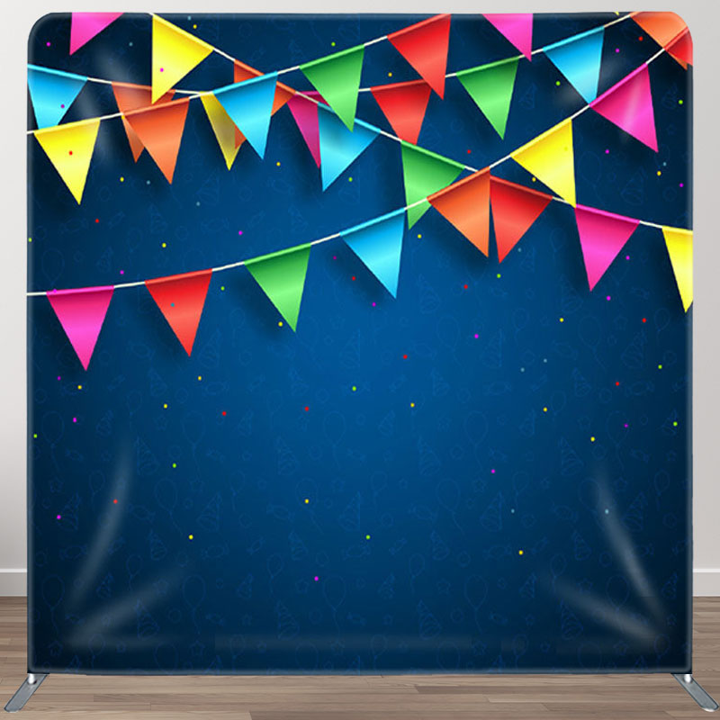 Aperturee - Aperturee Small Celebration Patterns Dark Blue Birthday Backdrop