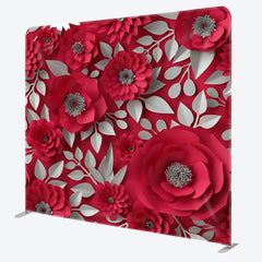 Aperturee - Aperturee Paper White Leaves Red Floral Backdrop For Party Decor