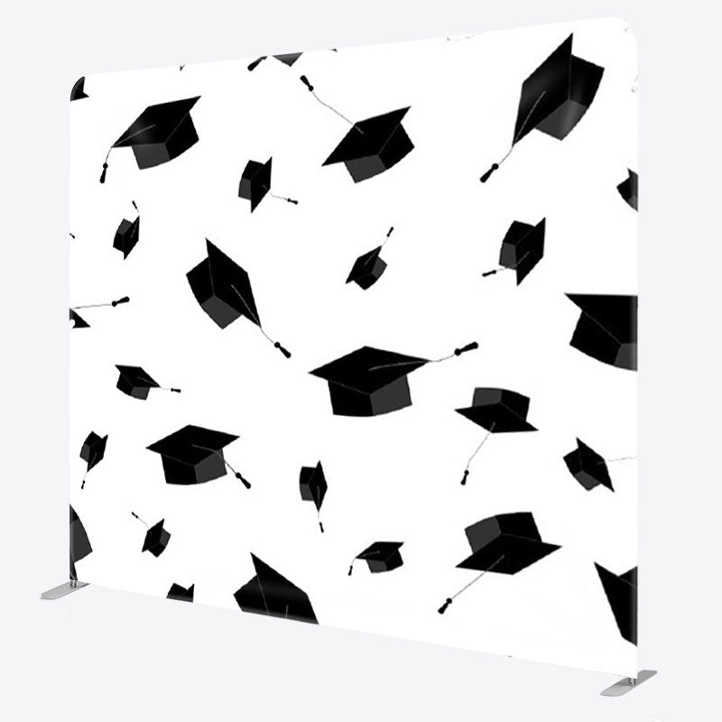 Aperturee - Aperturee Black Mortarboard White Simple Graduation Backdrop