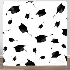 Aperturee - Aperturee Black Mortarboard White Simple Graduation Backdrop