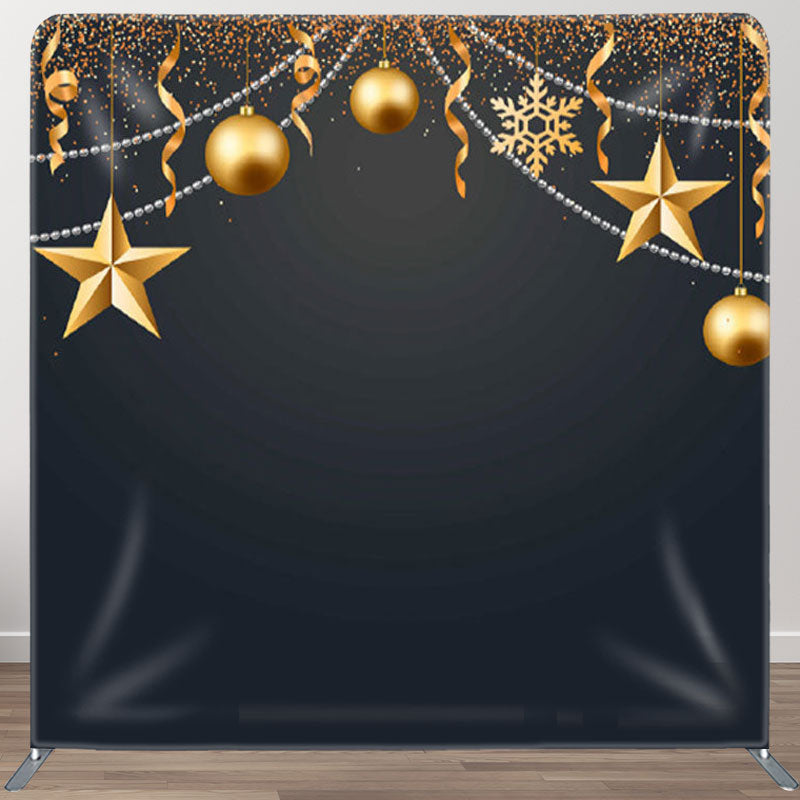 Aperturee - Aperturee Gold Star String Ornaments Black Backdrop For Party