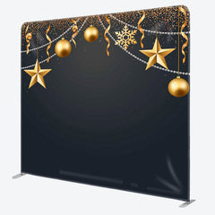 Aperturee - Aperturee Gold Star String Ornaments Black Backdrop For Party