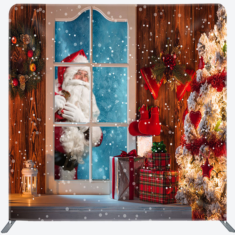 Aperturee - Aperturee Snowy Warm House Santa Claus Outside Window Backdrop