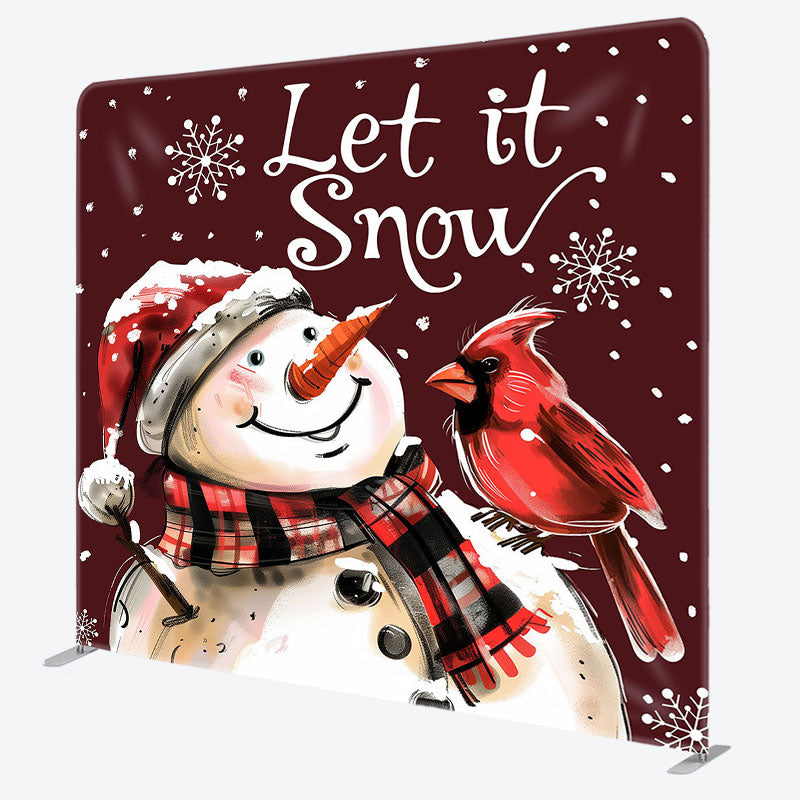 Aperturee - Aperturee Let It Snow Snowman Christmas Pillow Cover Backdrop