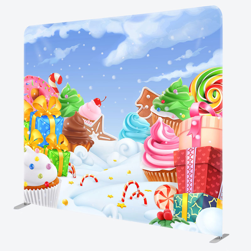 Aperturee - Aperturee Colorful Candyland Christmas Pillow Cover Backdrop