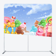 Aperturee - Aperturee Colorful Candyland Christmas Pillow Cover Backdrop