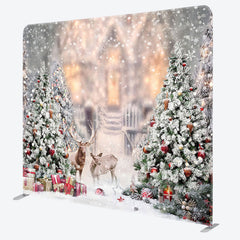 Aperturee - Aperturee Blurry Snowy Wild Elk Christmas Pillow Case Backdrop