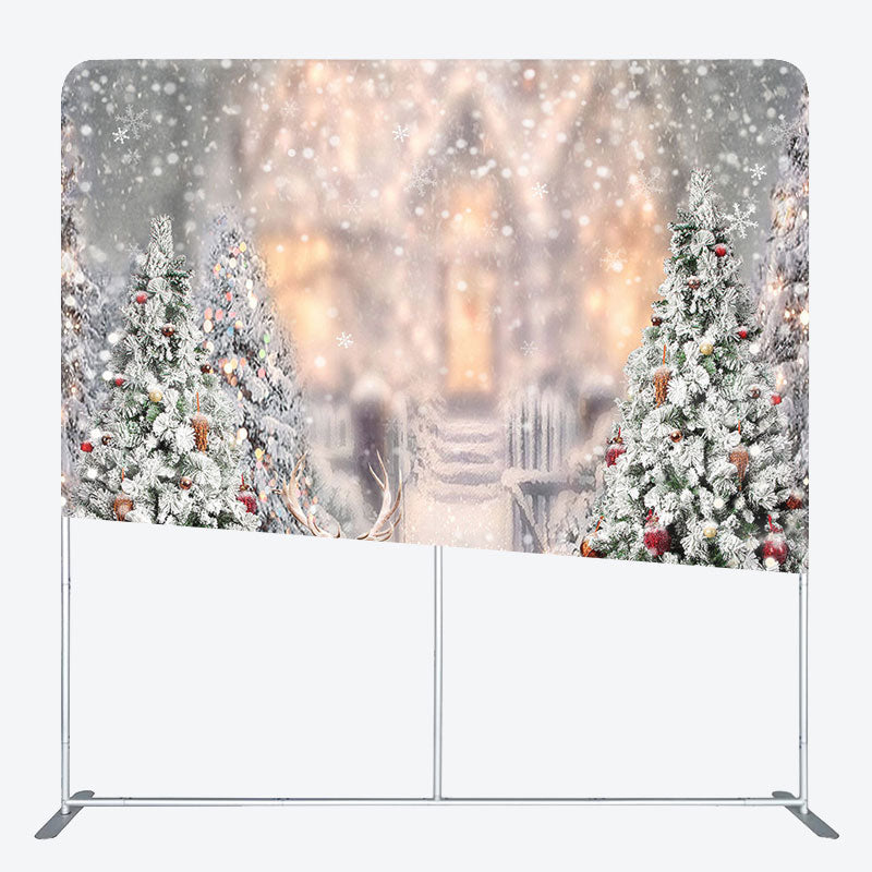 Aperturee - Aperturee Blurry Snowy Wild Elk Christmas Pillow Case Backdrop