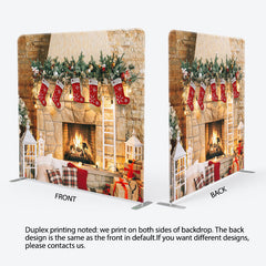 Aperturee - Aperturee Indoor Warm Fireplace Christmas Pillow Case Backdrop