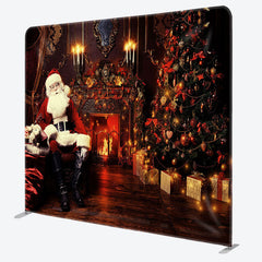 Aperturee - Aperturee Santa Retro Fireplace Christmas Pillow Case Backdrop