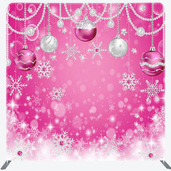 Aperturee - Aperturee Pink Bokeh Snowflake Christmas Pillow Case Backdrop