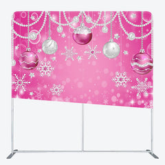 Aperturee - Aperturee Pink Bokeh Snowflake Christmas Pillow Case Backdrop