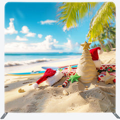 Aperturee - Aperturee Sandy Beach Christmas In July Pillow Case Backdrop