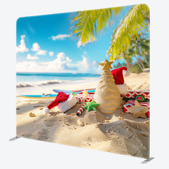 Aperturee - Aperturee Sandy Beach Christmas In July Pillow Case Backdrop