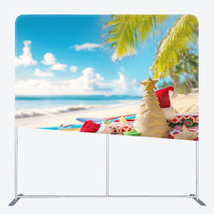 Aperturee - Aperturee Sandy Beach Christmas In July Pillow Case Backdrop