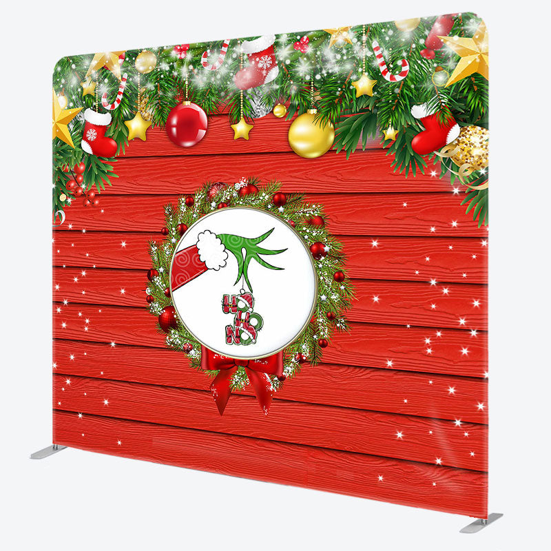 Aperturee - Aperturee Red Wooden Christmas Double-Sided Square Backdrop