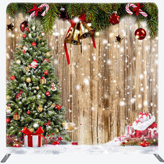 Aperturee - Aperturee Snowy Wooden Christmas Double-Sided Square Backdrop