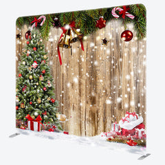 Aperturee - Aperturee Snowy Wooden Christmas Double-Sided Square Backdrop