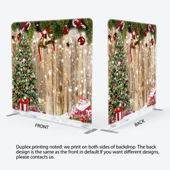 Aperturee - Aperturee Snowy Wooden Christmas Double-Sided Square Backdrop