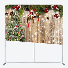 Aperturee - Aperturee Snowy Wooden Christmas Double-Sided Square Backdrop