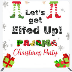 Aperturee - Aperturee Elfed Up Pajama Christmas Party Pillow Case Backdrop