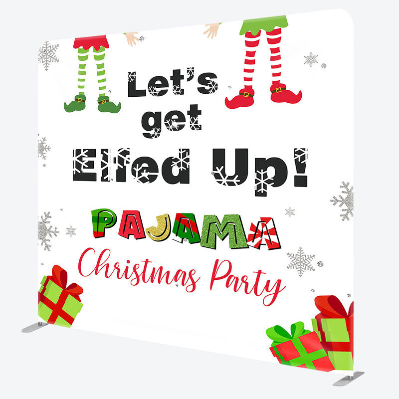 Aperturee - Aperturee Elfed Up Pajama Christmas Party Pillow Case Backdrop