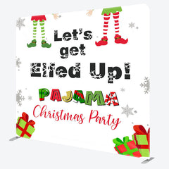 Aperturee - Aperturee Elfed Up Pajama Christmas Party Pillow Case Backdrop