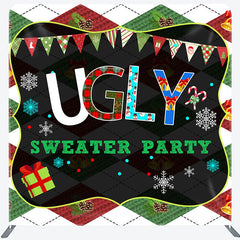 Aperturee - Aperturee Ugly Sweater Party Christmas Pillow Case Backdrop