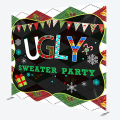 Aperturee - Aperturee Ugly Sweater Party Christmas Pillow Case Backdrop