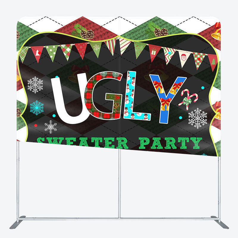 Aperturee - Aperturee Ugly Sweater Party Christmas Pillow Case Backdrop