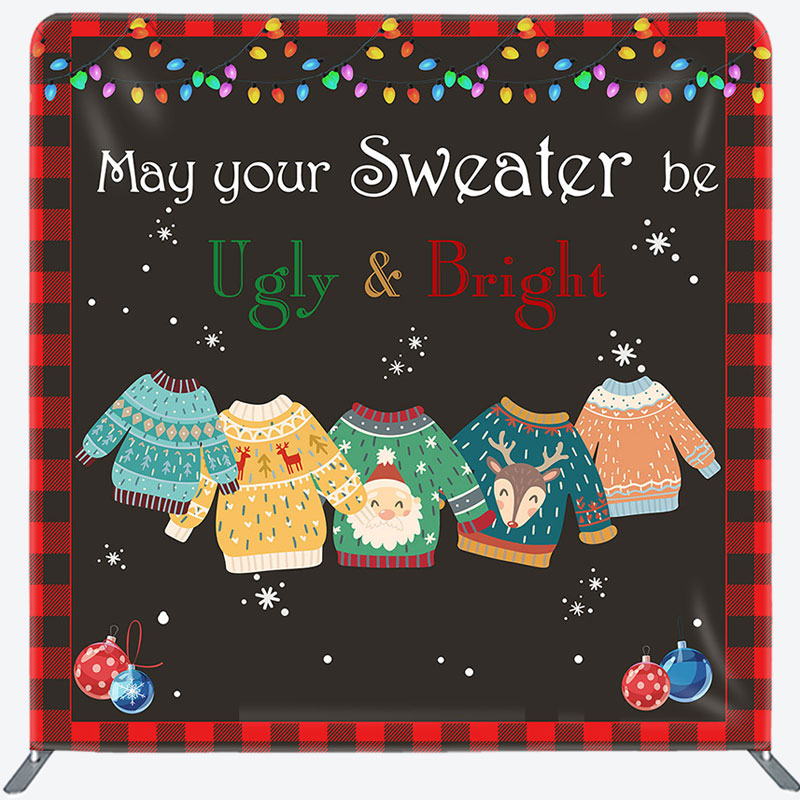 Aperturee - Aperturee Ugly And Bright Christmas Square Arch Fabric Backdrop