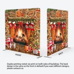 Aperturee - Aperturee Retro Warm Fireplace Christmas Pillow Case Backdrop