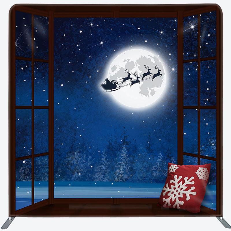 Aperturee - Aperturee Starry Night Santa Christmas Pillow Case Backdrop