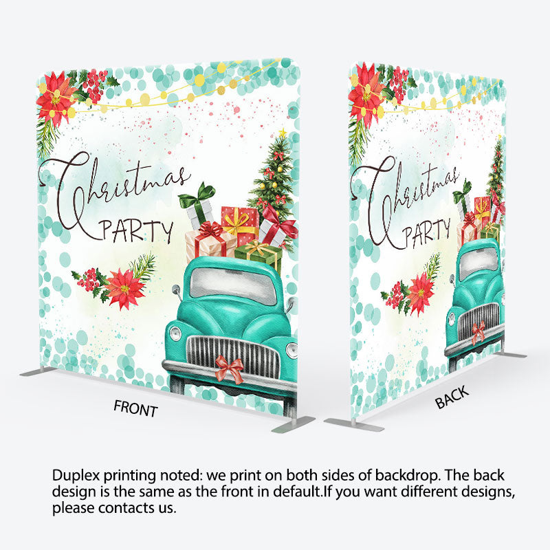 Aperturee - Aperturee Floral Gift Car Merry Christmas Pillow Case Backdrop